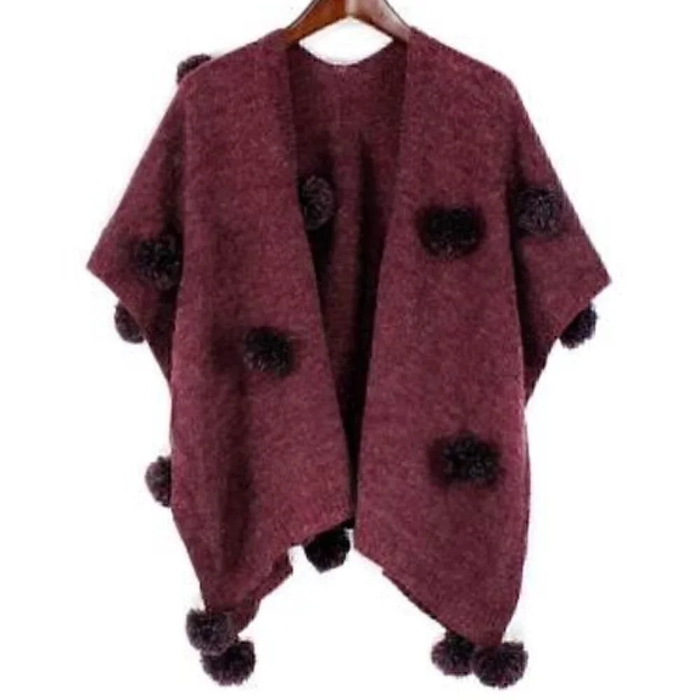 BURGUNDY POM POM WRAP